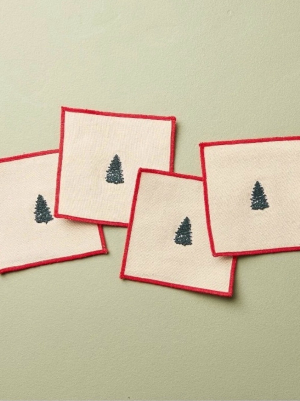 Hearth & Hand Magnolia 4 pc Cotton Cloth Cocktail Beverage Embroidered Napkins